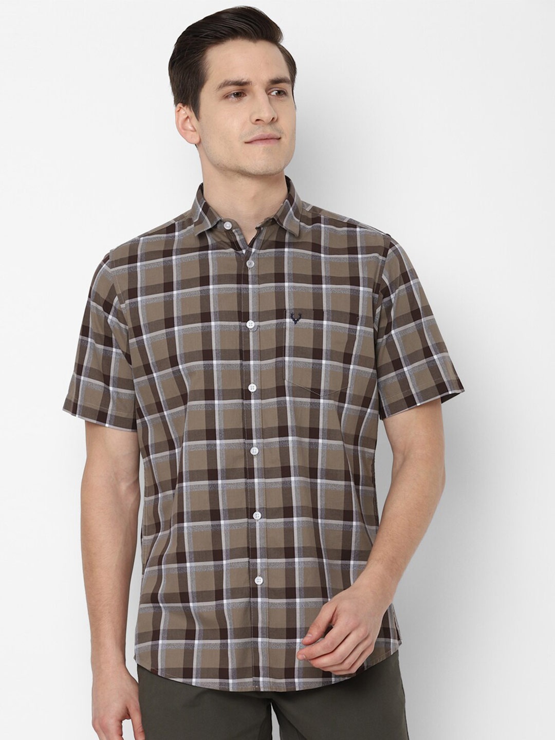 

Allen Solly Men Brown Slim Fit Tartan Checked Casual Cotton Shirt