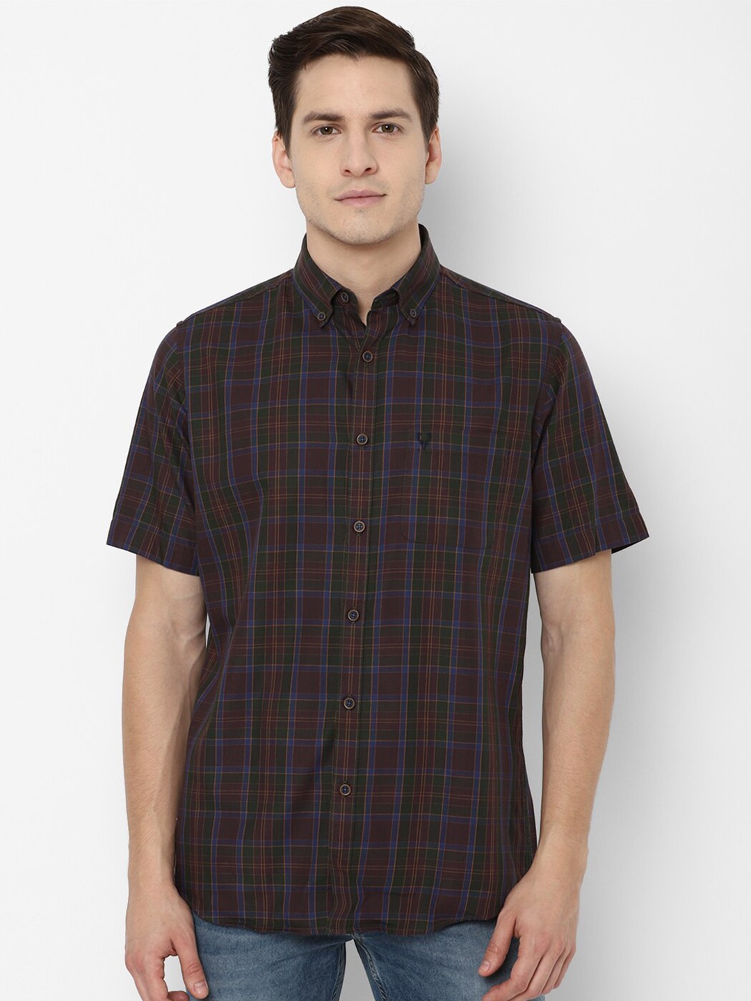 

Allen Solly Men Brown Slim Fit Tartan Checked Casual Shirt