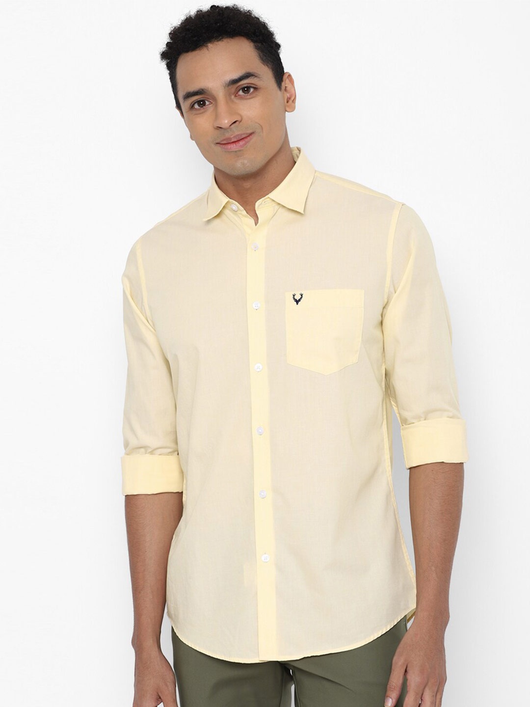 

Allen Solly Men Yellow Slim Fit Casual Cotton Shirt