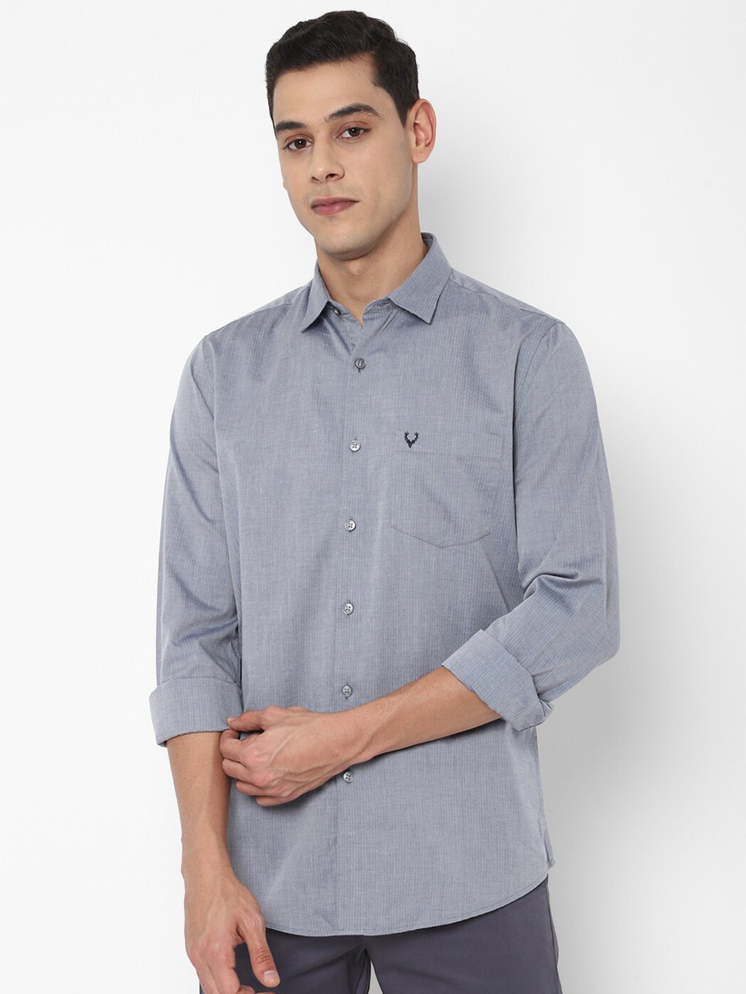 

Allen Solly Men Grey Slim Fit Casual Cotton Shirt