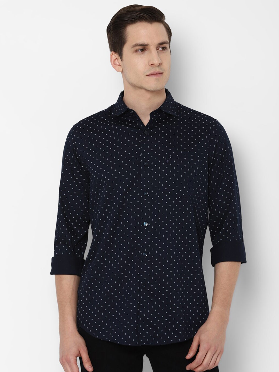 

Allen Solly Men Navy Blue Slim Fit Printed Casual Cotton Shirt