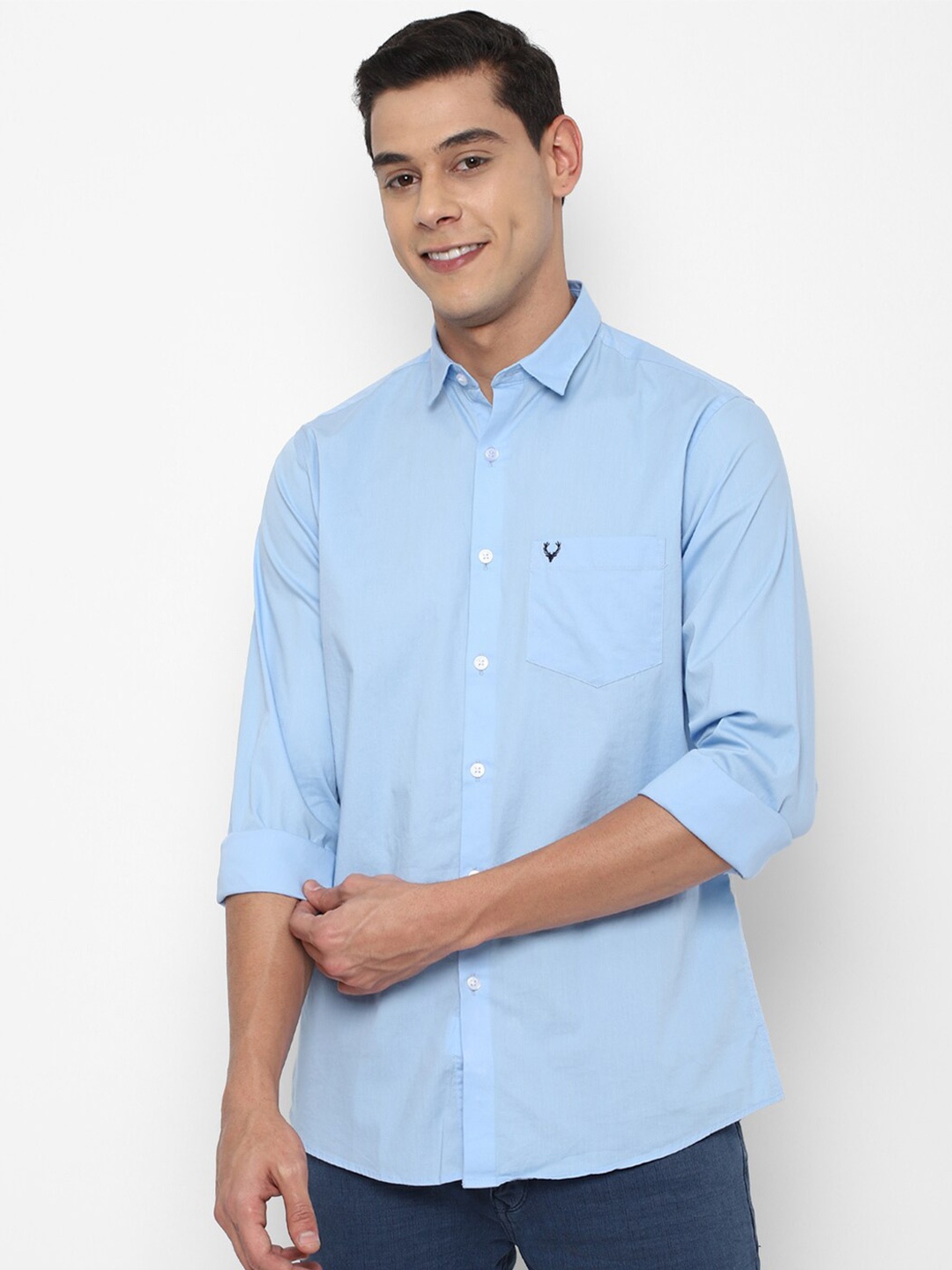 

Allen Solly Men Blue Slim Fit Cotton Casual Shirt