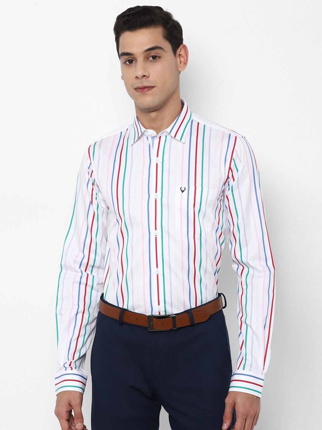 

Allen Solly Men White Striped Slim Fit Formal Shirt