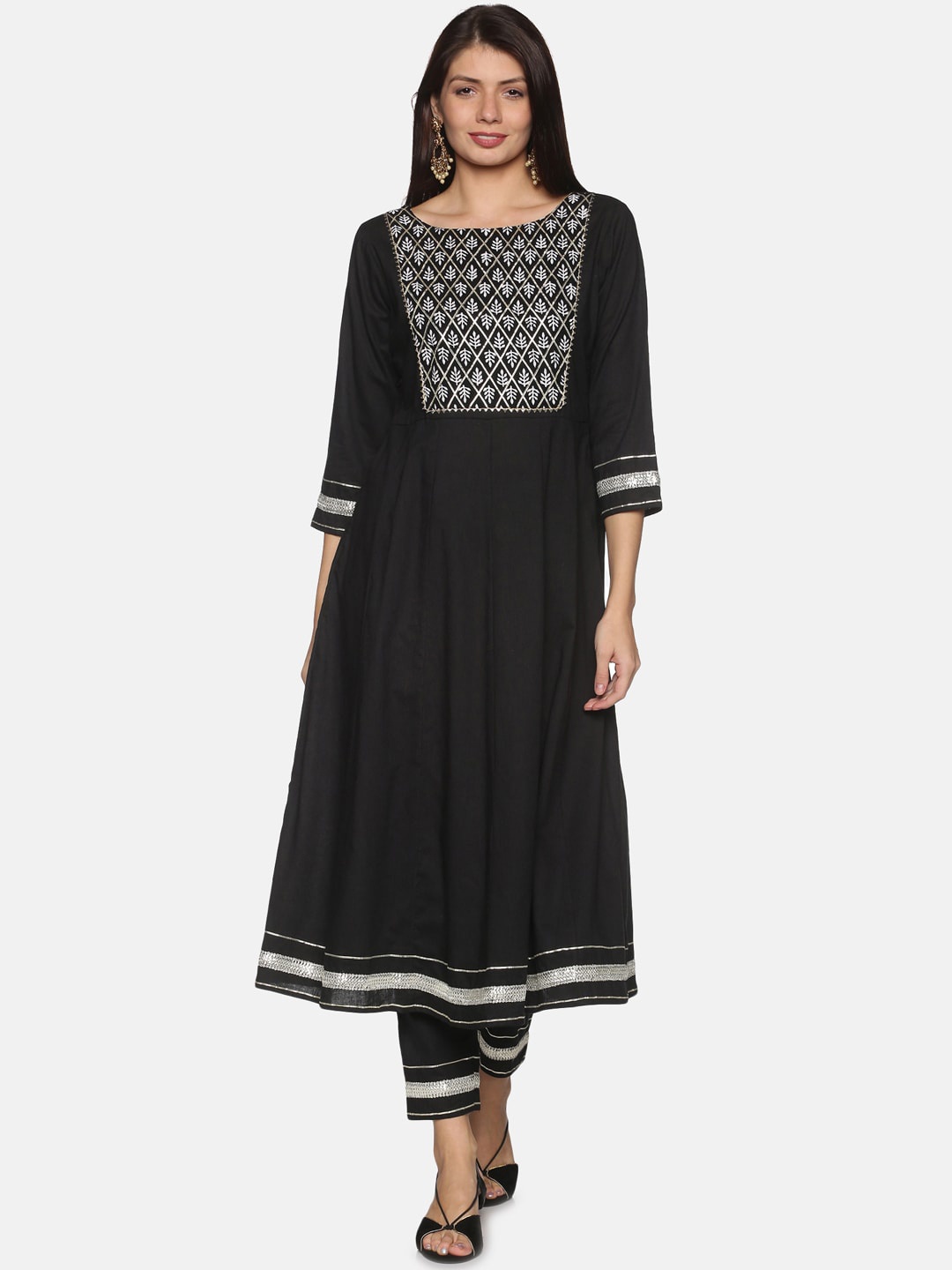 

PNEHA Women Black Printed Anarkali Kurta Set