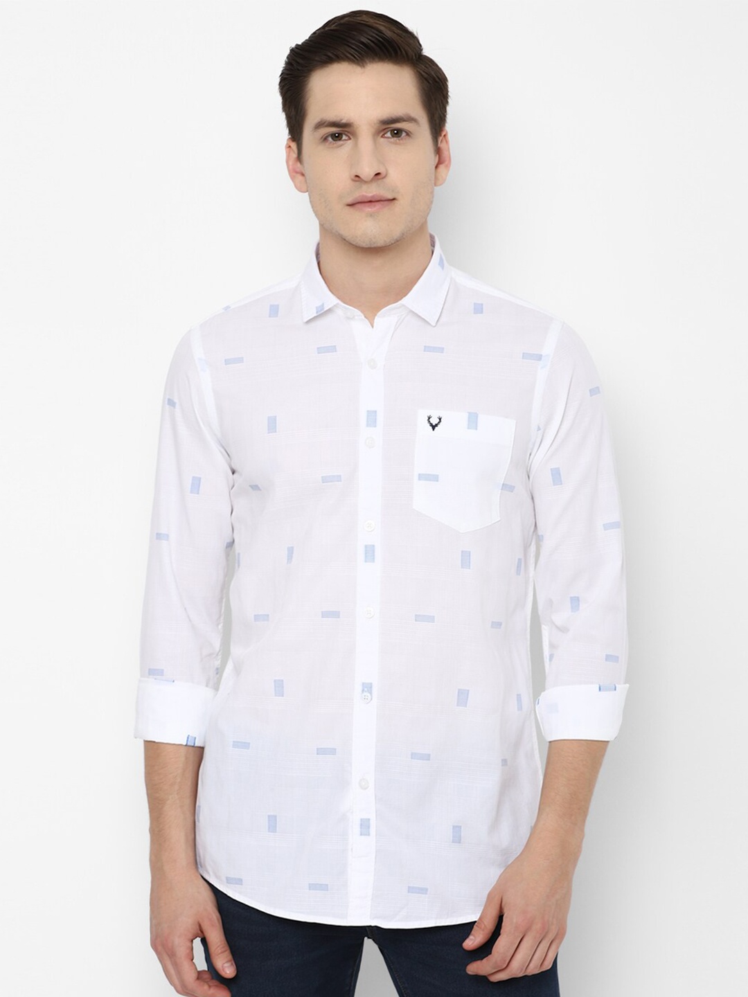 

Allen Solly Sport Men White & Blue Printed Pure Cotton Casual Shirt