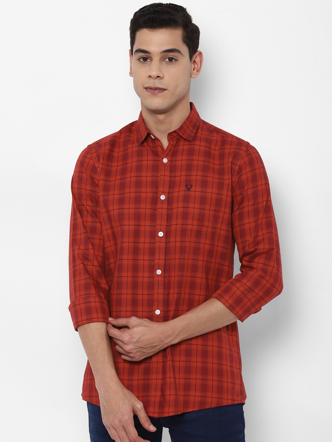 

Allen Solly Sport Men Red Regular Fit Tartan Checked Cotton Casual Shirt