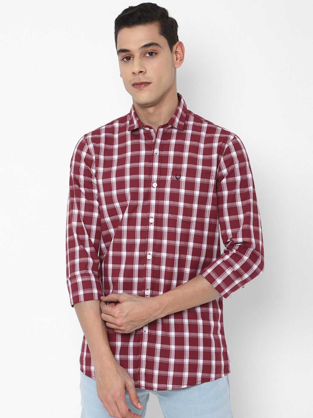 

Allen Solly Sport Men Maroon Checked Pure Cotton Casual Shirt