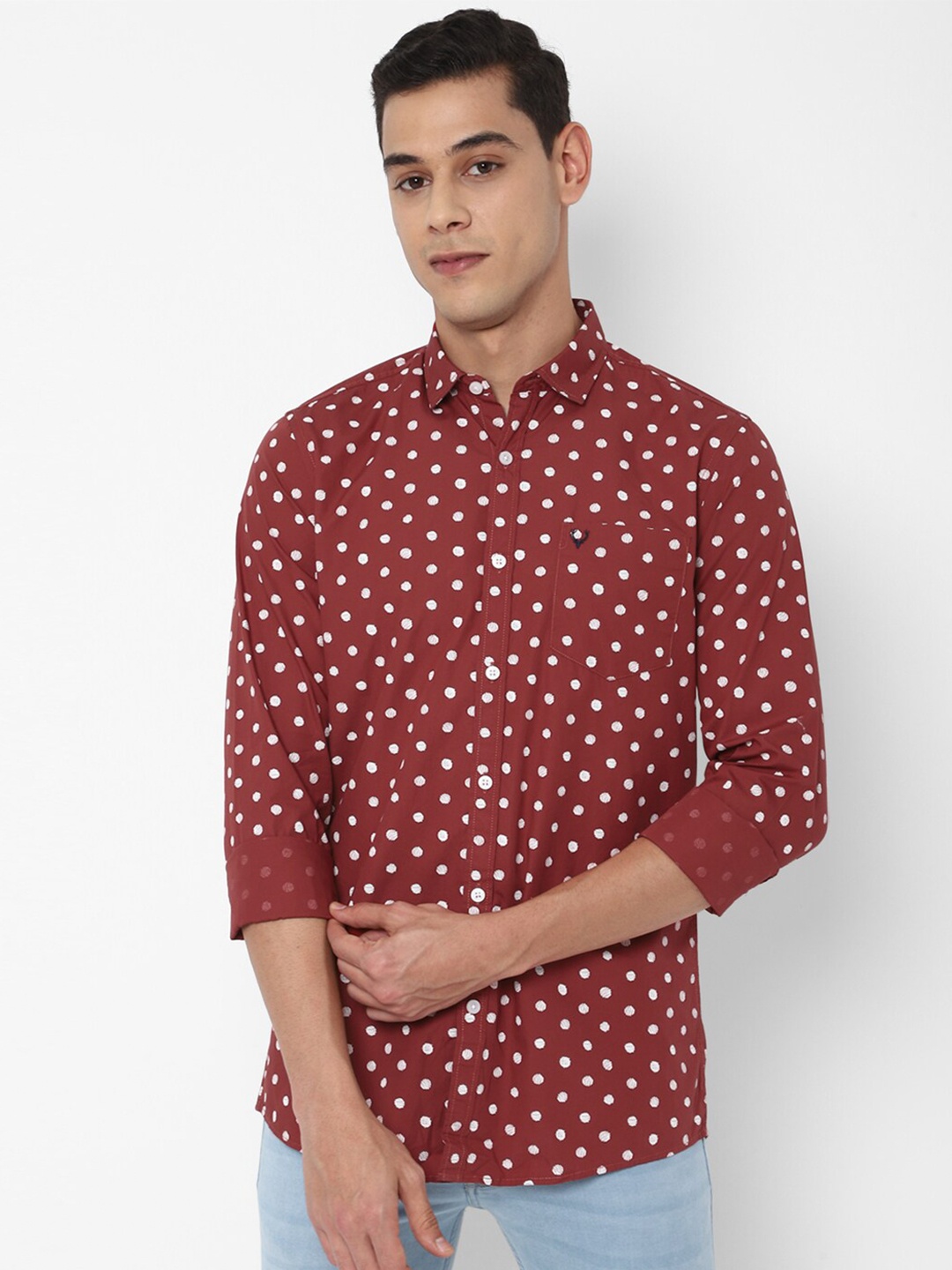 

Allen Solly Sport Men Maroon Printed Cotton Casual Shirt