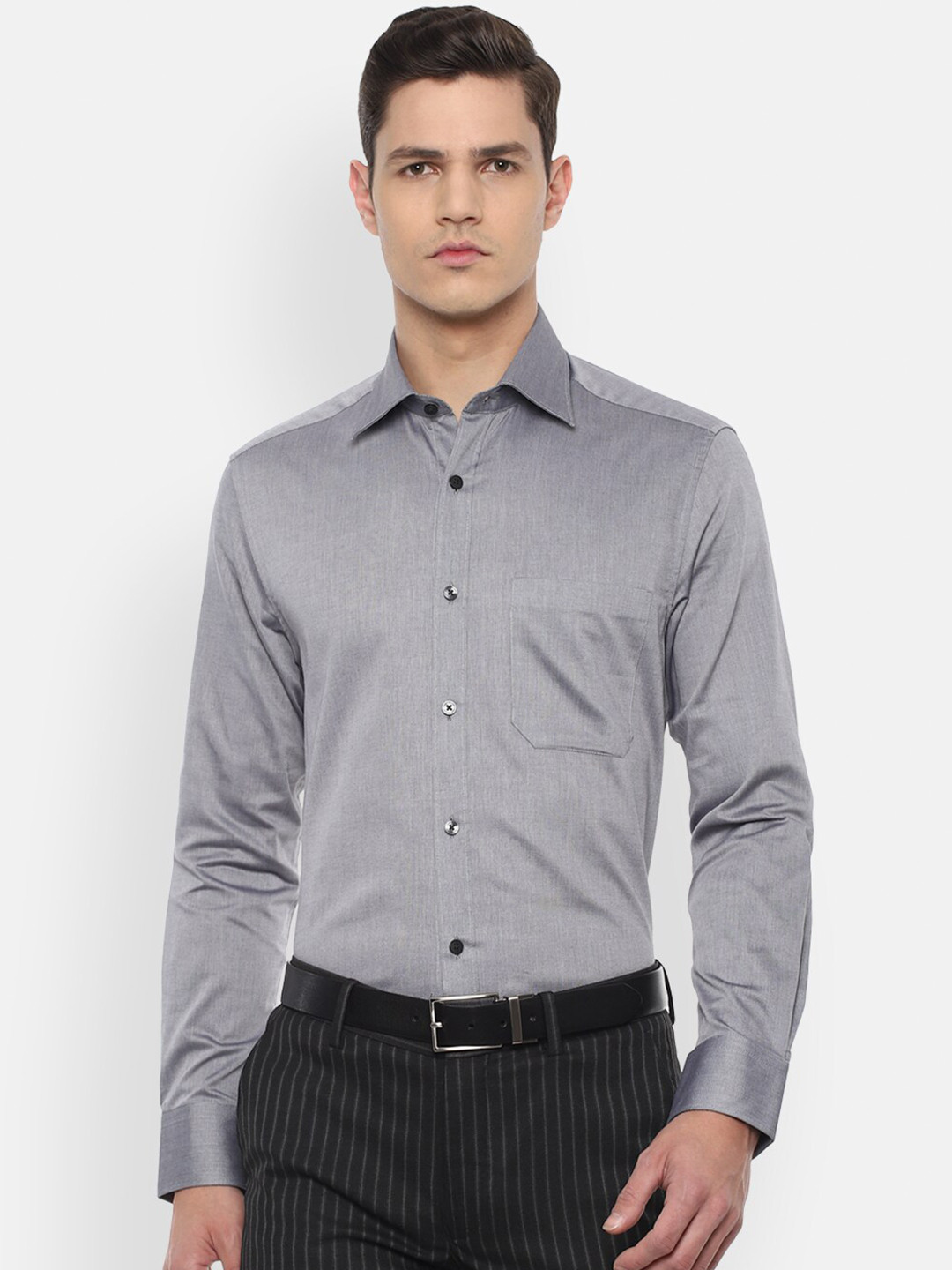

Louis Philippe Men Grey Cotton Formal Shirt