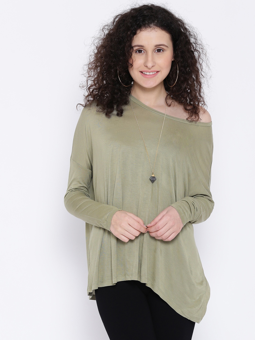 

FOREVER 21 Women Olive Green Top