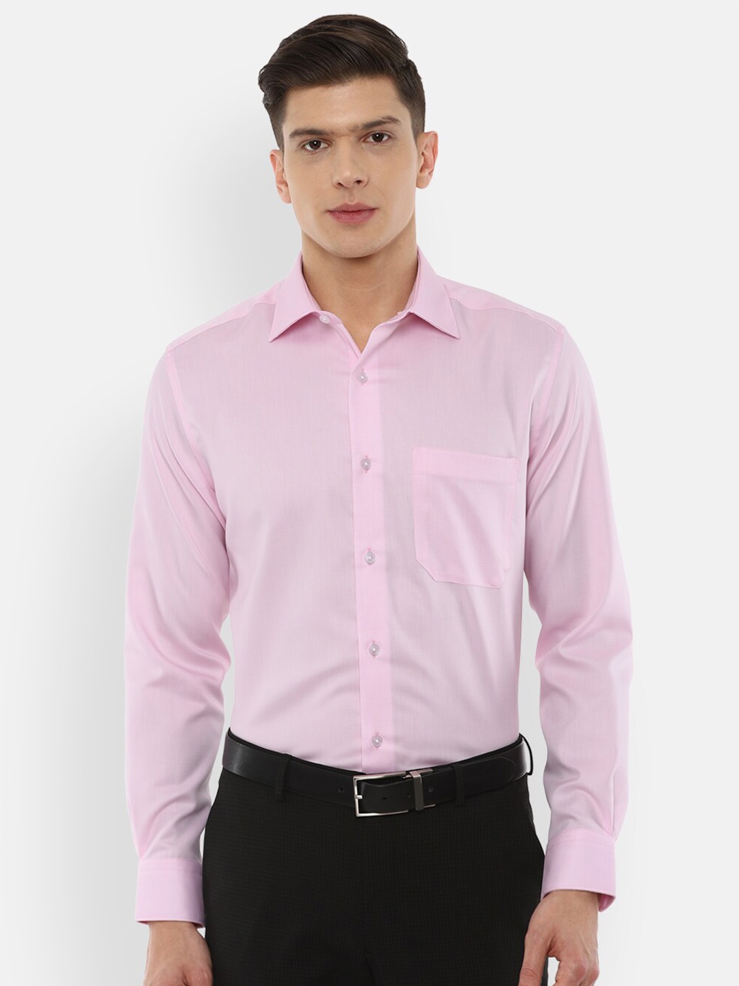 

Louis Philippe Men Pink Pure Cotton Formal Shirt