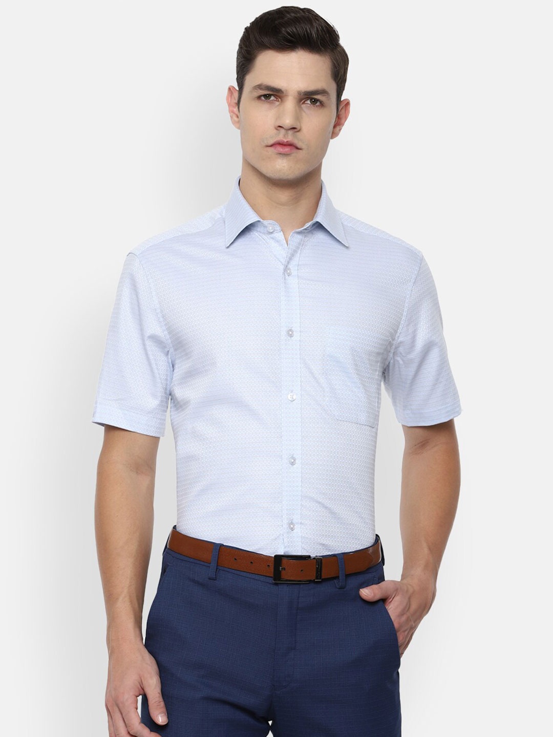 

Louis Philippe Men Blue Cotton Regular Fit Formal Shirt