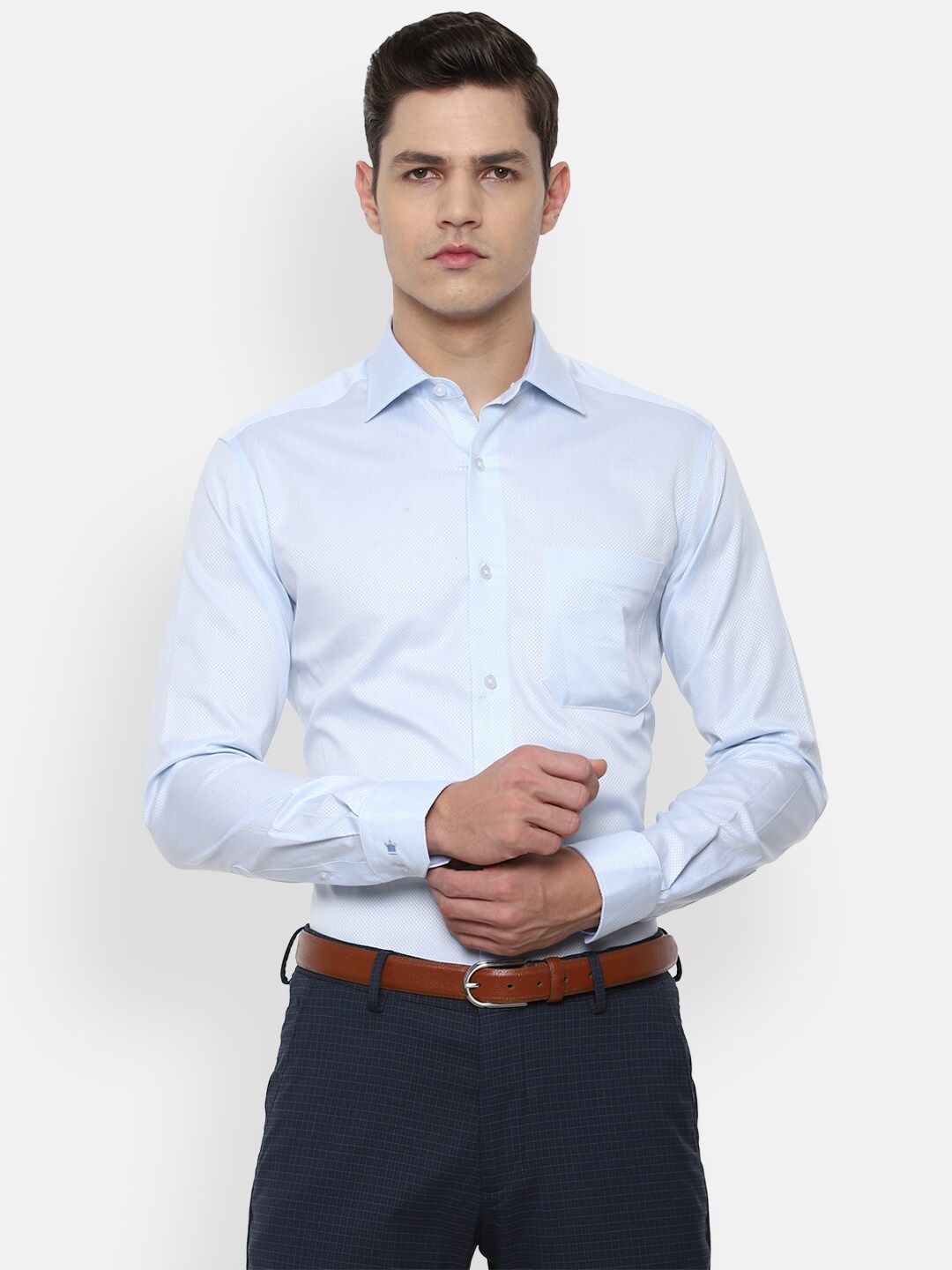

Louis Philippe Gods & Kings Men Blue Solid Regular-Fit Pure Cotton Formal Shirt