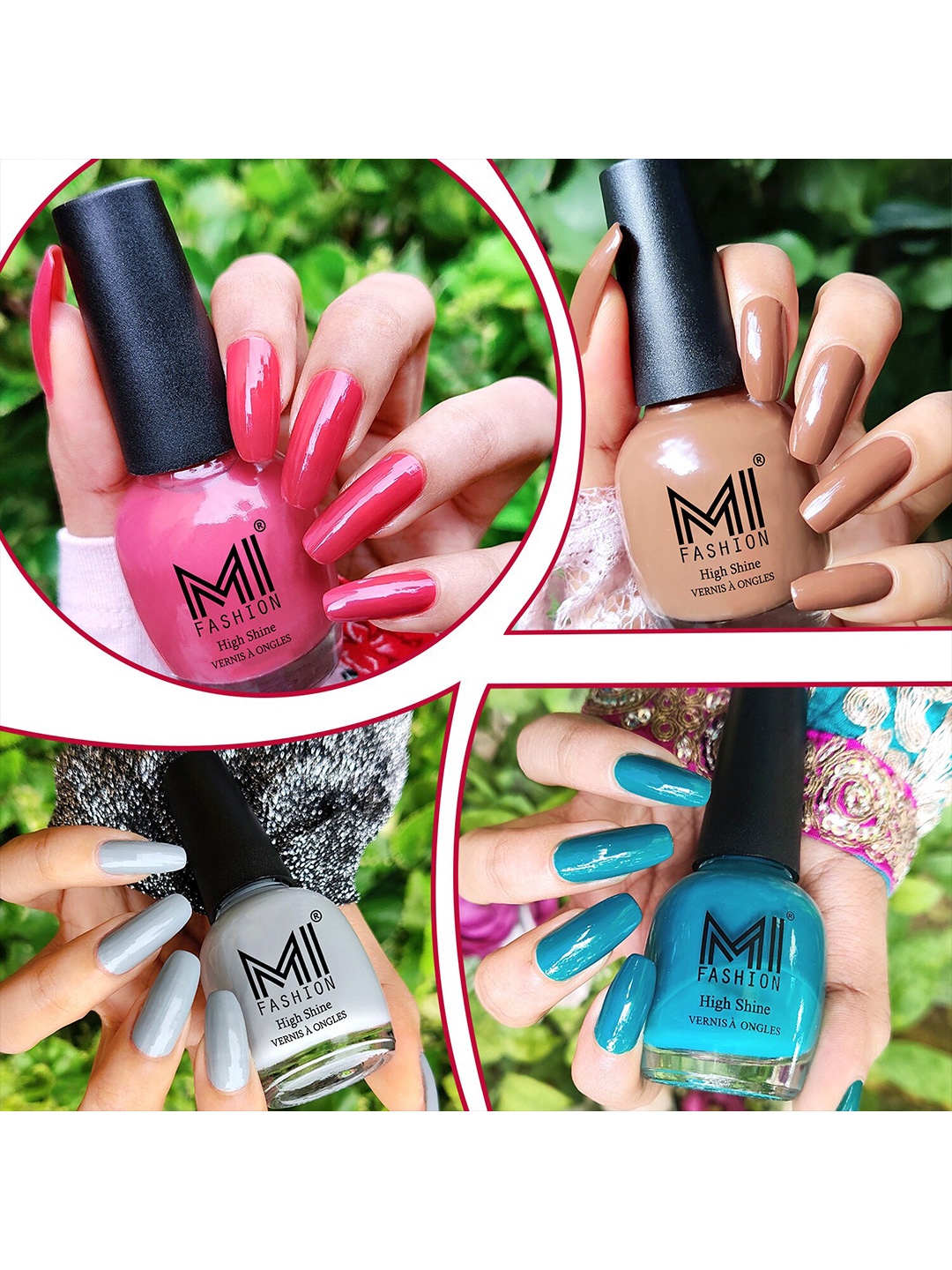 

MI FASHION Set of 4 Extreme High Gloss Nail Polish Lacquer with Pro Stay Formula-15ml each, Multi