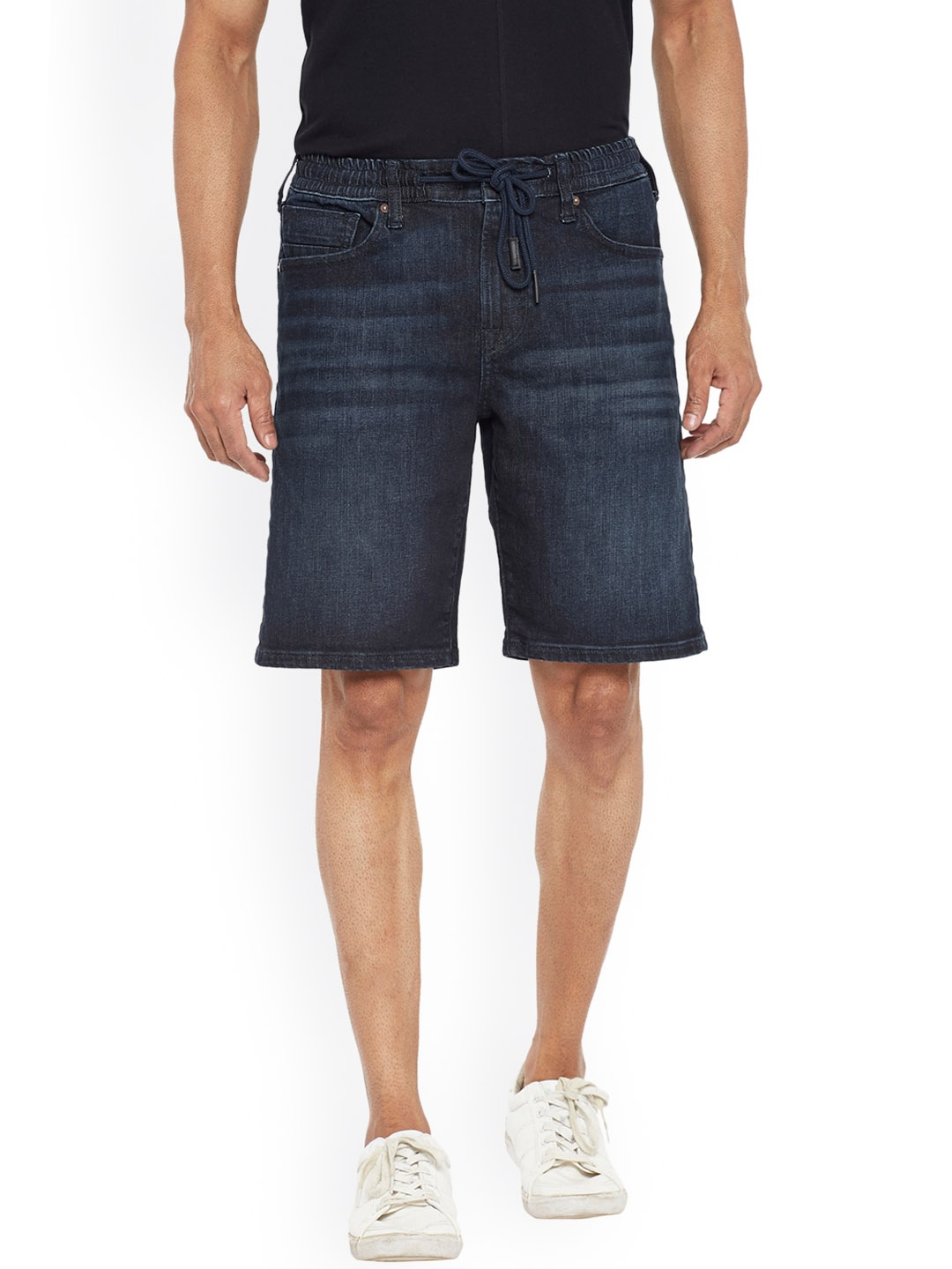 

EVERBLUE Men Washed Slim fit Stretchable Denim Shorts, Blue