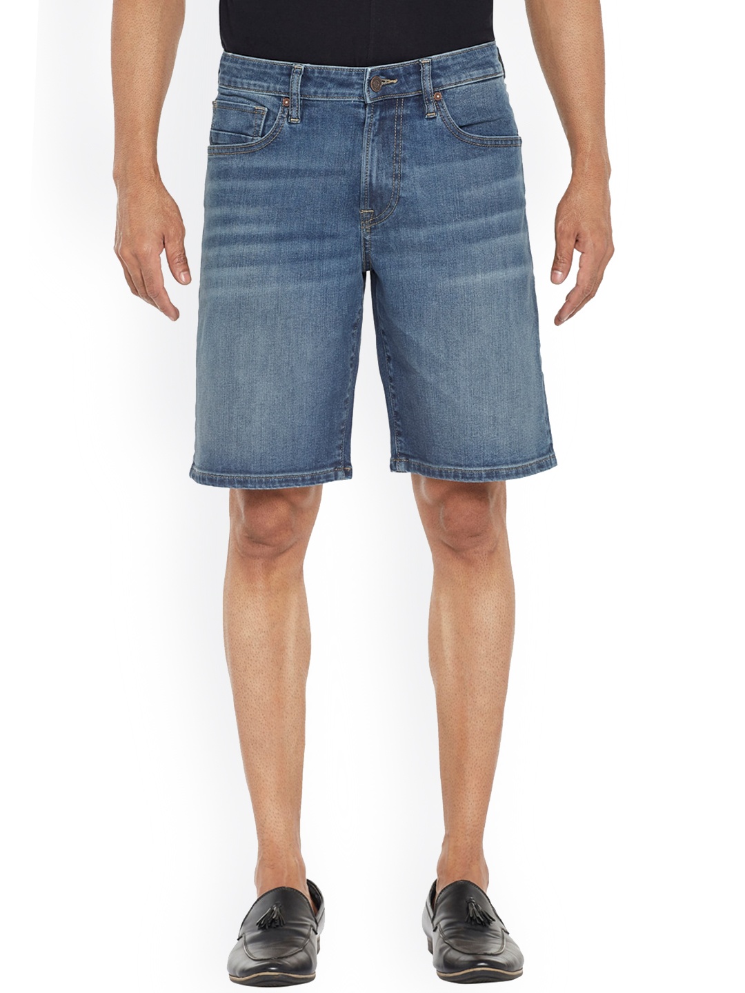 

EVERBLUE Men Solid Stretchable Mid-Rise Shorts, Blue