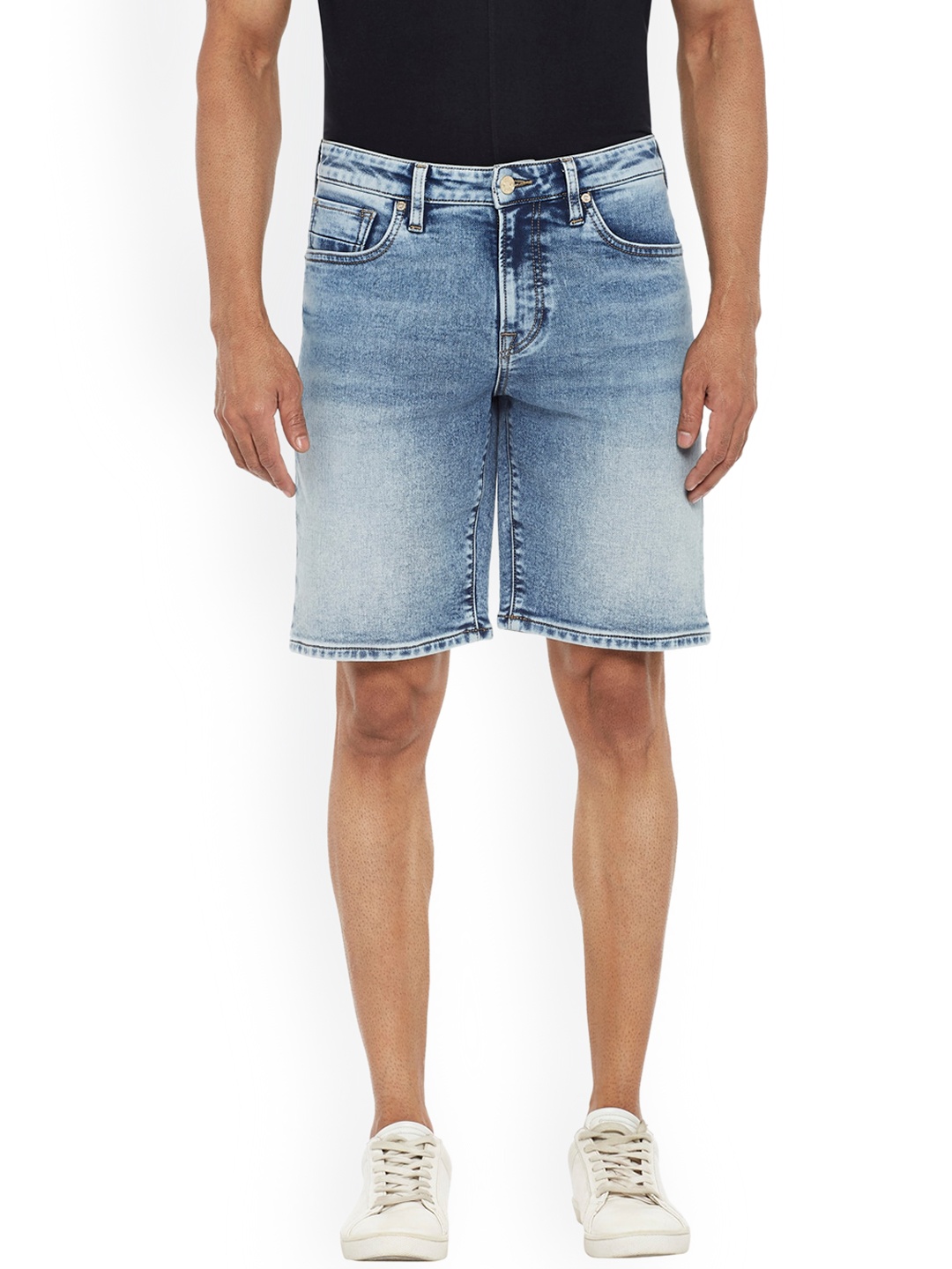 

EVERBLUE Men Solid Stretchable Mid-Rise Shorts, Blue