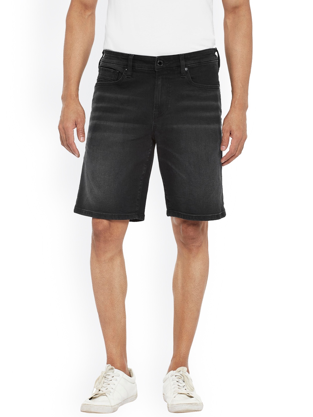 

EVERBLUE Men Solid Stretchable Mid-Rise Shorts, Black