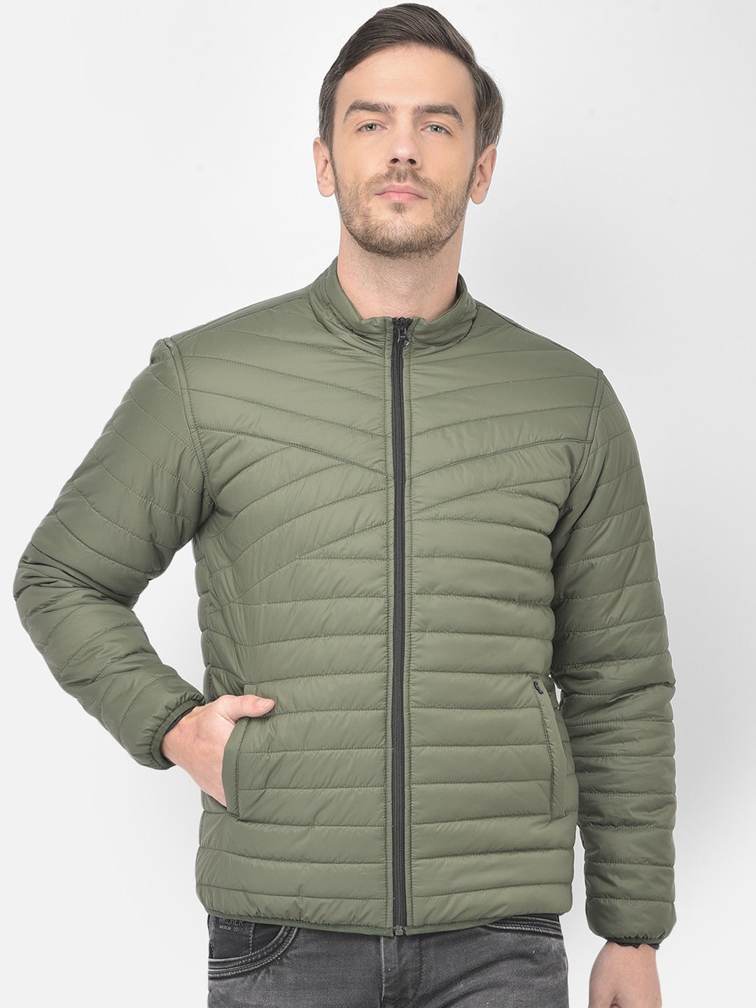 

Canary London Men Olive Green Outdoor Puffer Jacket