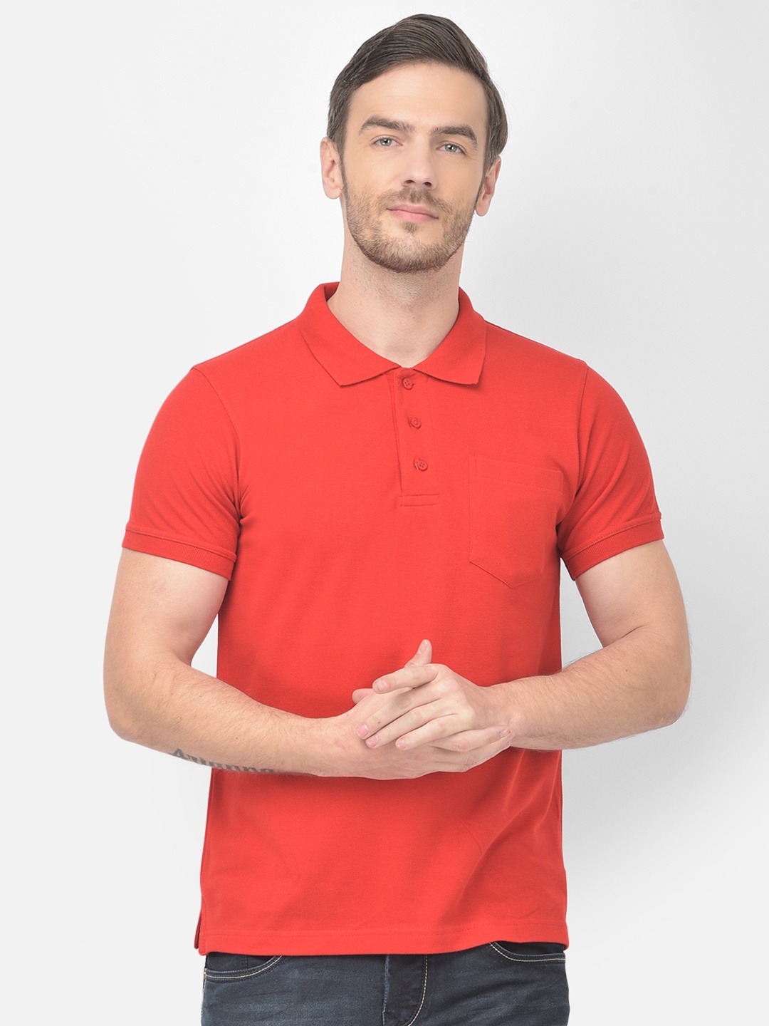 

Canary London Men Red Polo Slim Fit T-shirt