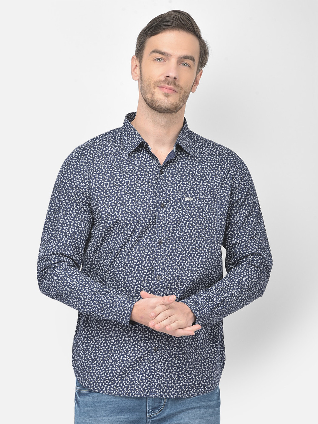 

Canary London Men Navy Blue Smart Slim Fit Floral Printed Casual Shirt