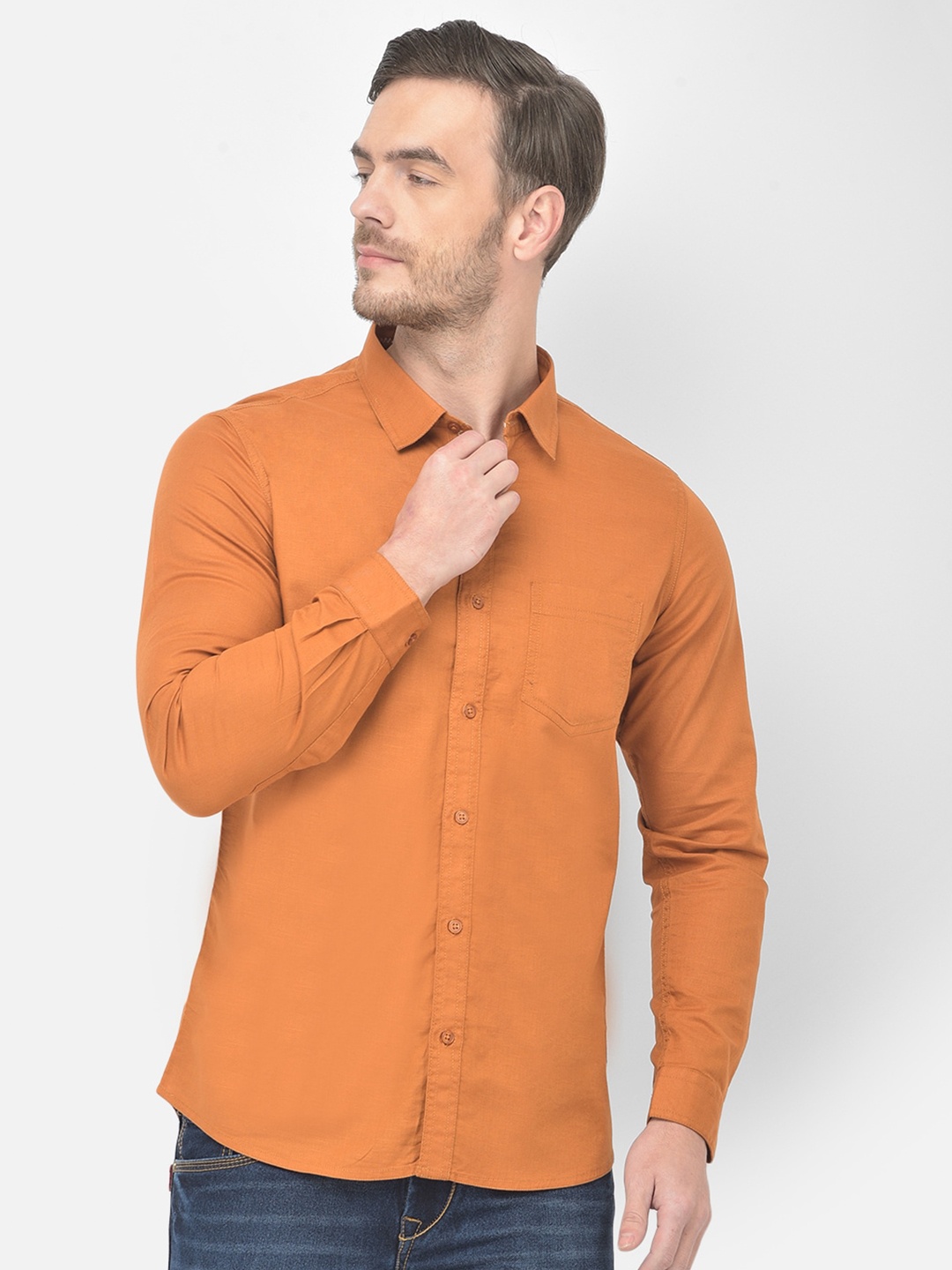 

Canary London Men Mustard Yellow Smart Slim Fit Casual Shirt