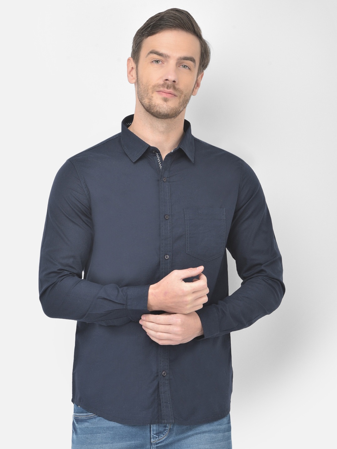 

Canary London Men Navy Blue Smart Slim Fit Casual Shirt