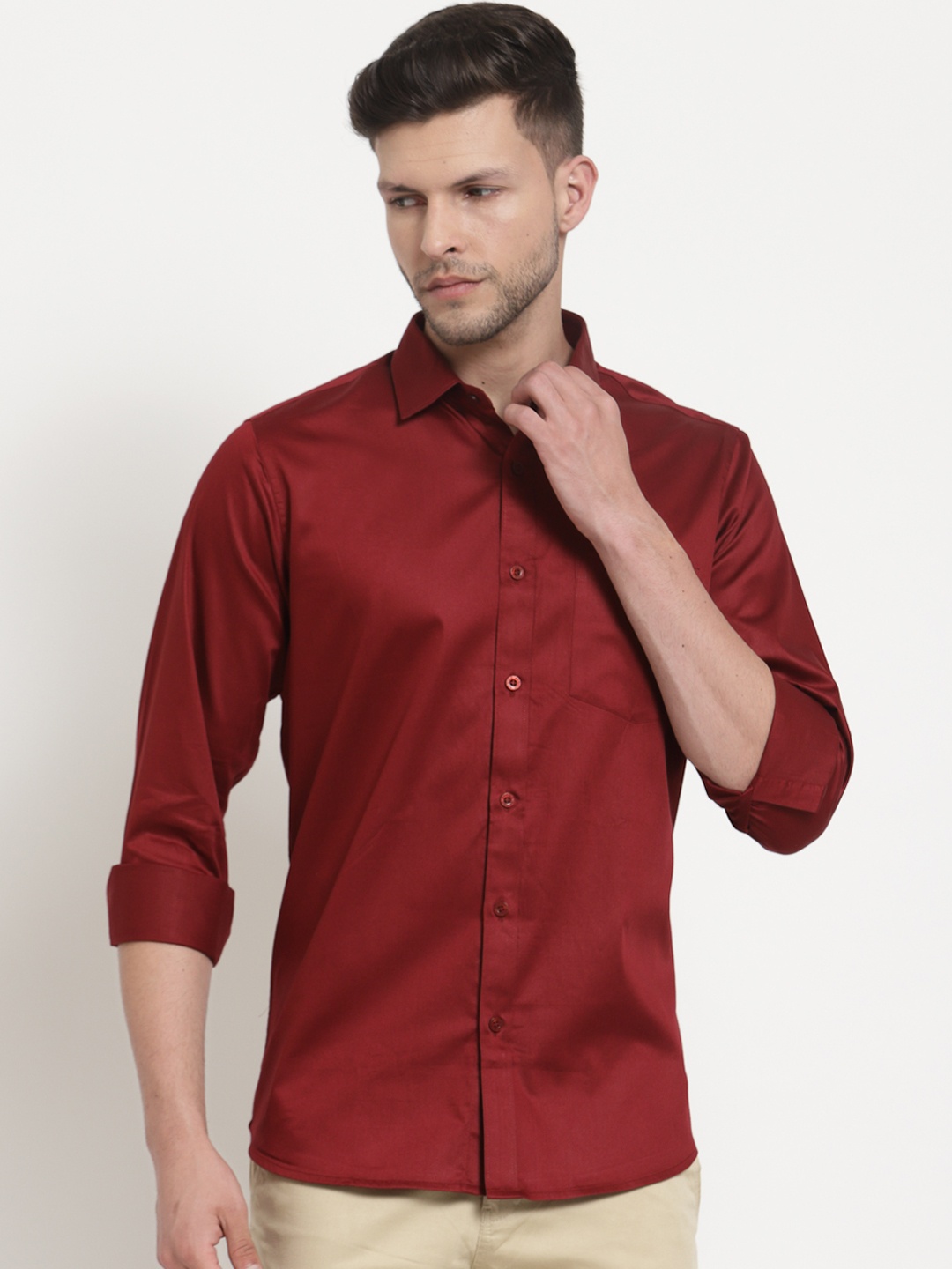 

Emerals Men Maroon Standard Semiformal Shirt