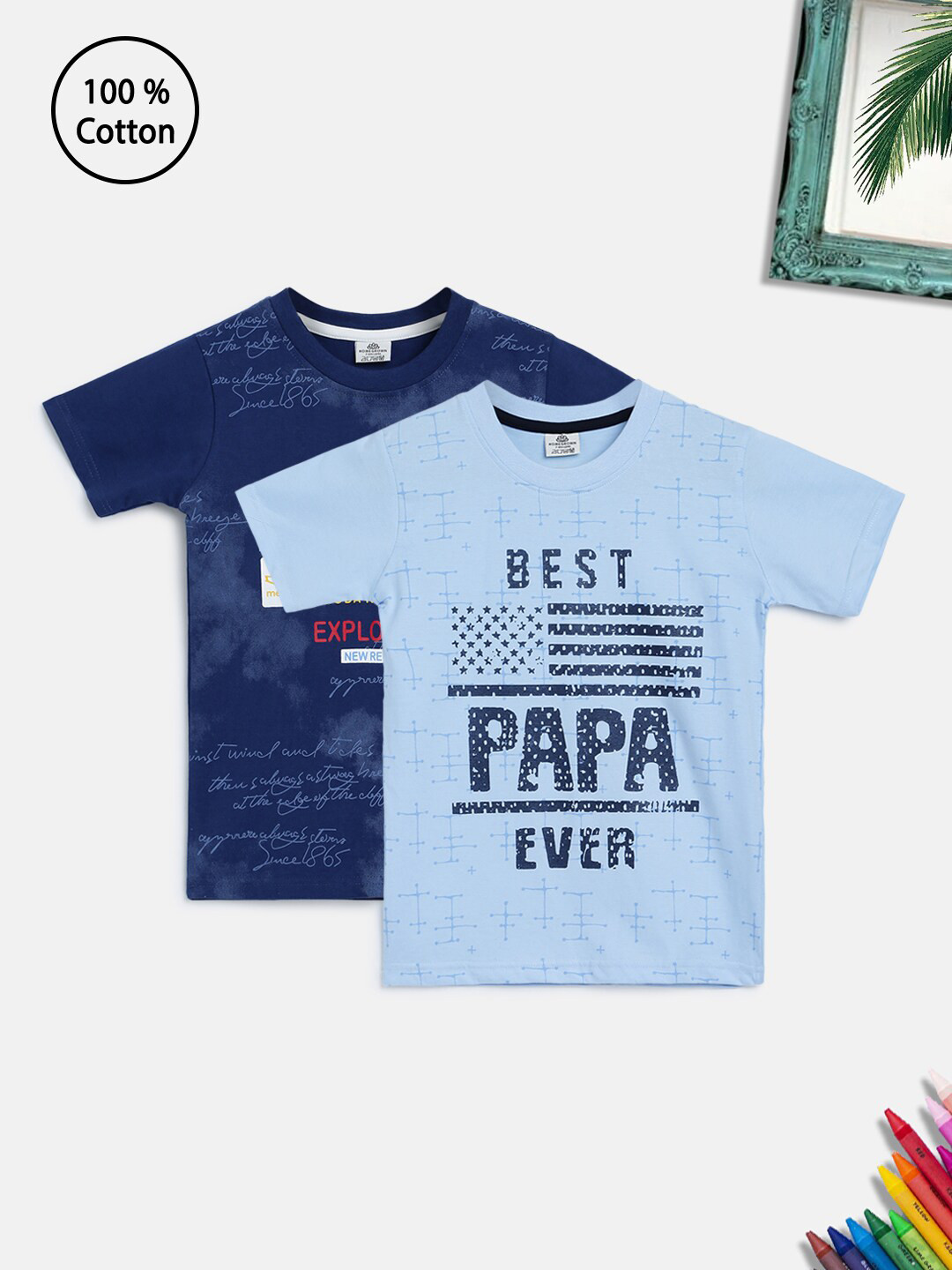 

HOMEGROWN Boys Blue 2 Printed Applique Outdoor T-shirt