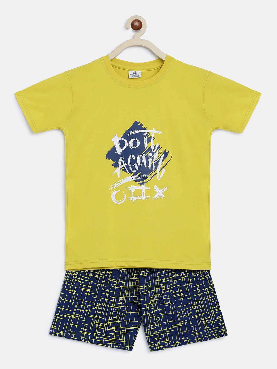 

HOMEGROWN Boys Yellow Printed Night suit