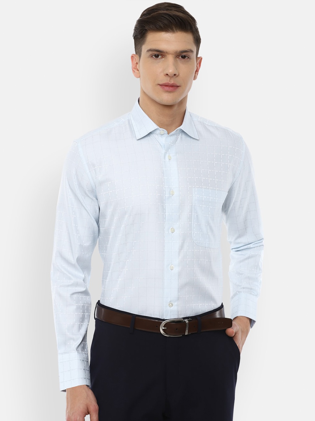 

Luxure by Louis Philippe Men Blue Checked Formal Shirt