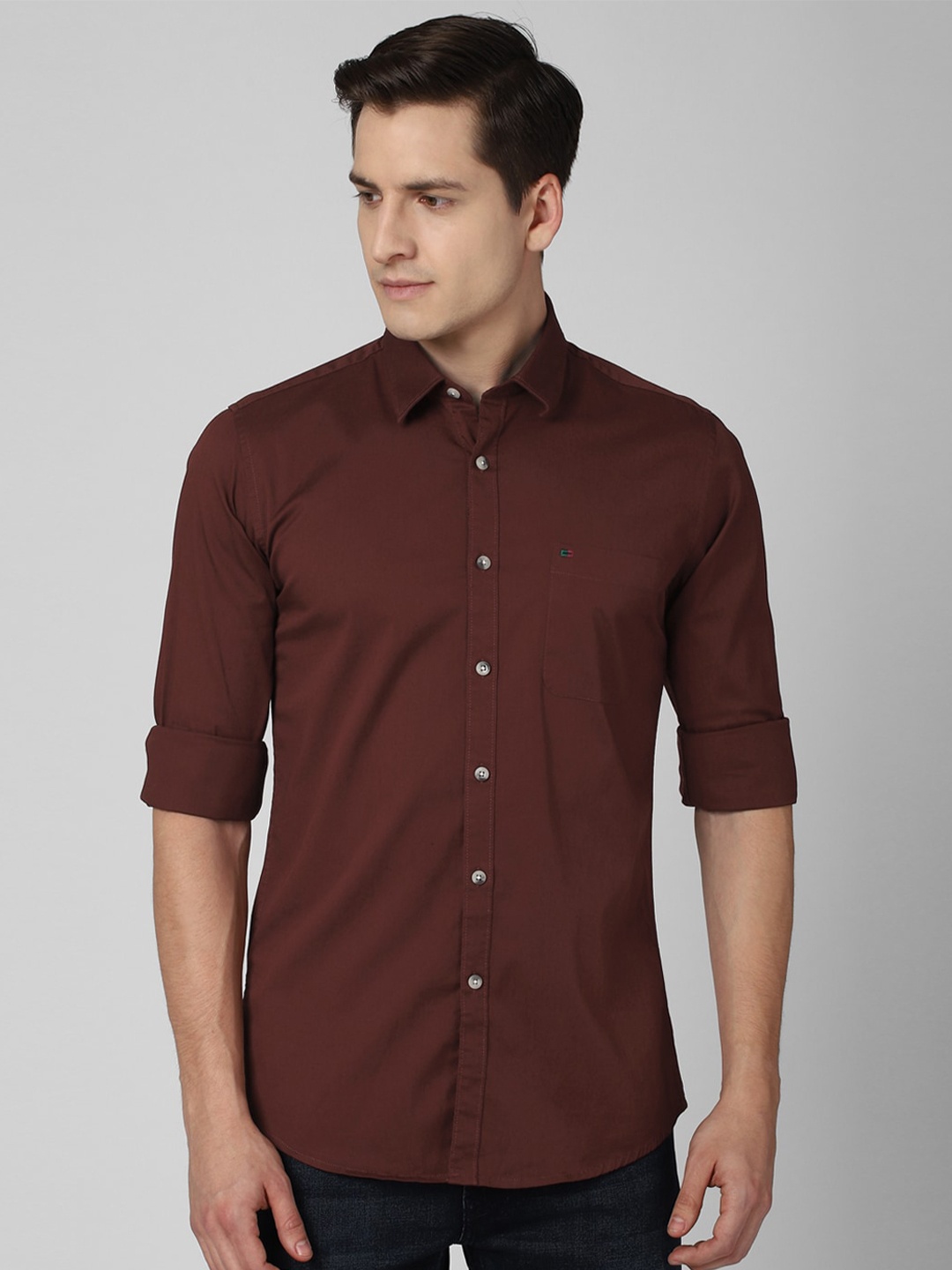

Peter England Casuals Men Maroon Slim Fit Casual Shirt