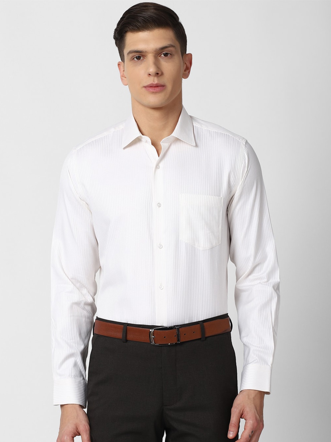 

Van Heusen Men White Vertical Stripes Formal Shirt