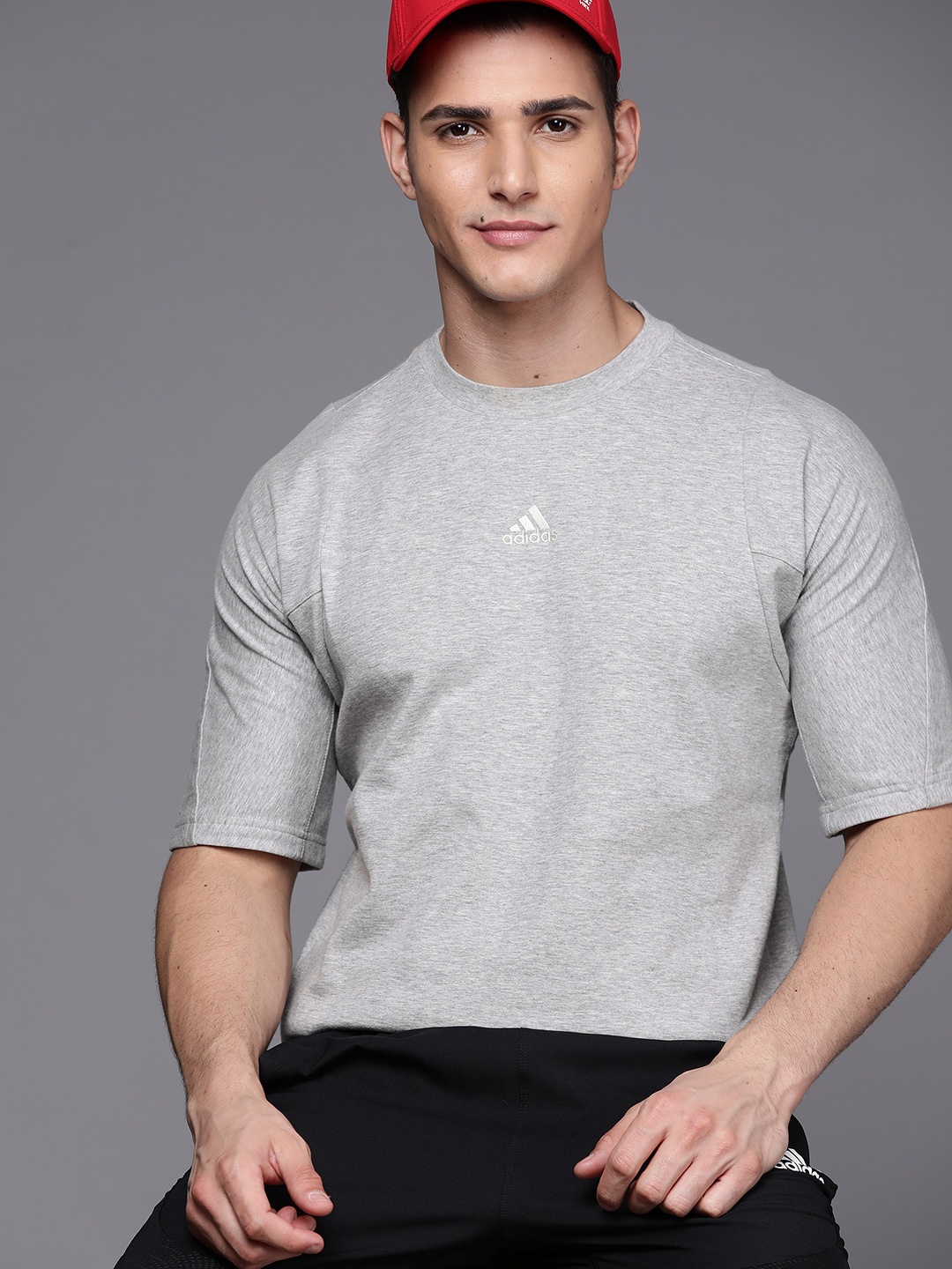 

ADIDAS Men Grey Melange Internal Solid Sustainable T-shirt