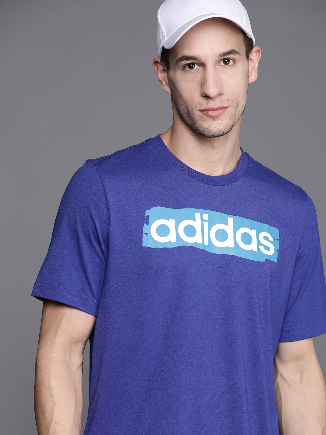 

ADIDAS Men Blue Brand Logo Printed T-shirt