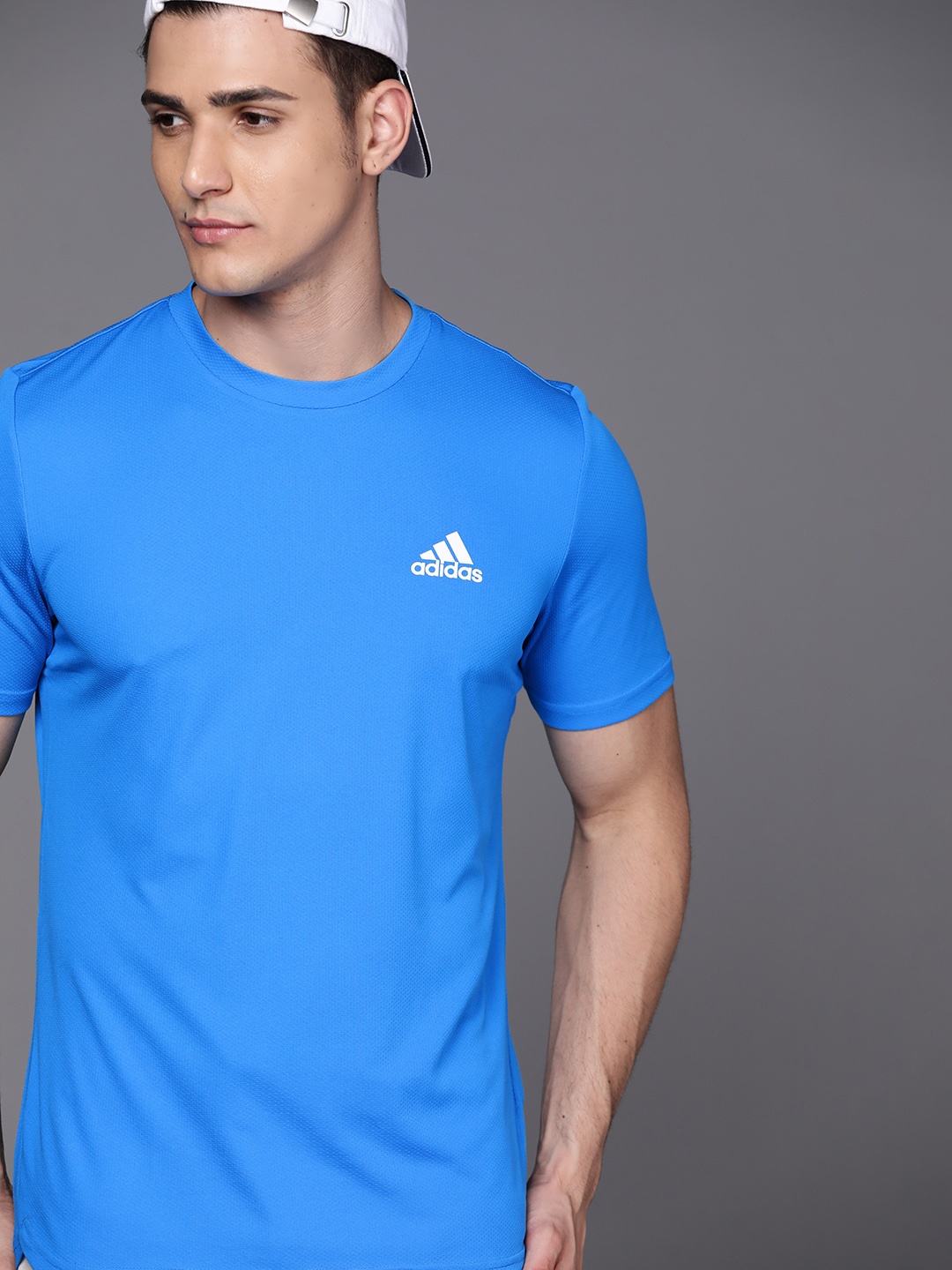 

ADIDAS Men Blue D4M Solid Aeroready Sustainable T-shirt