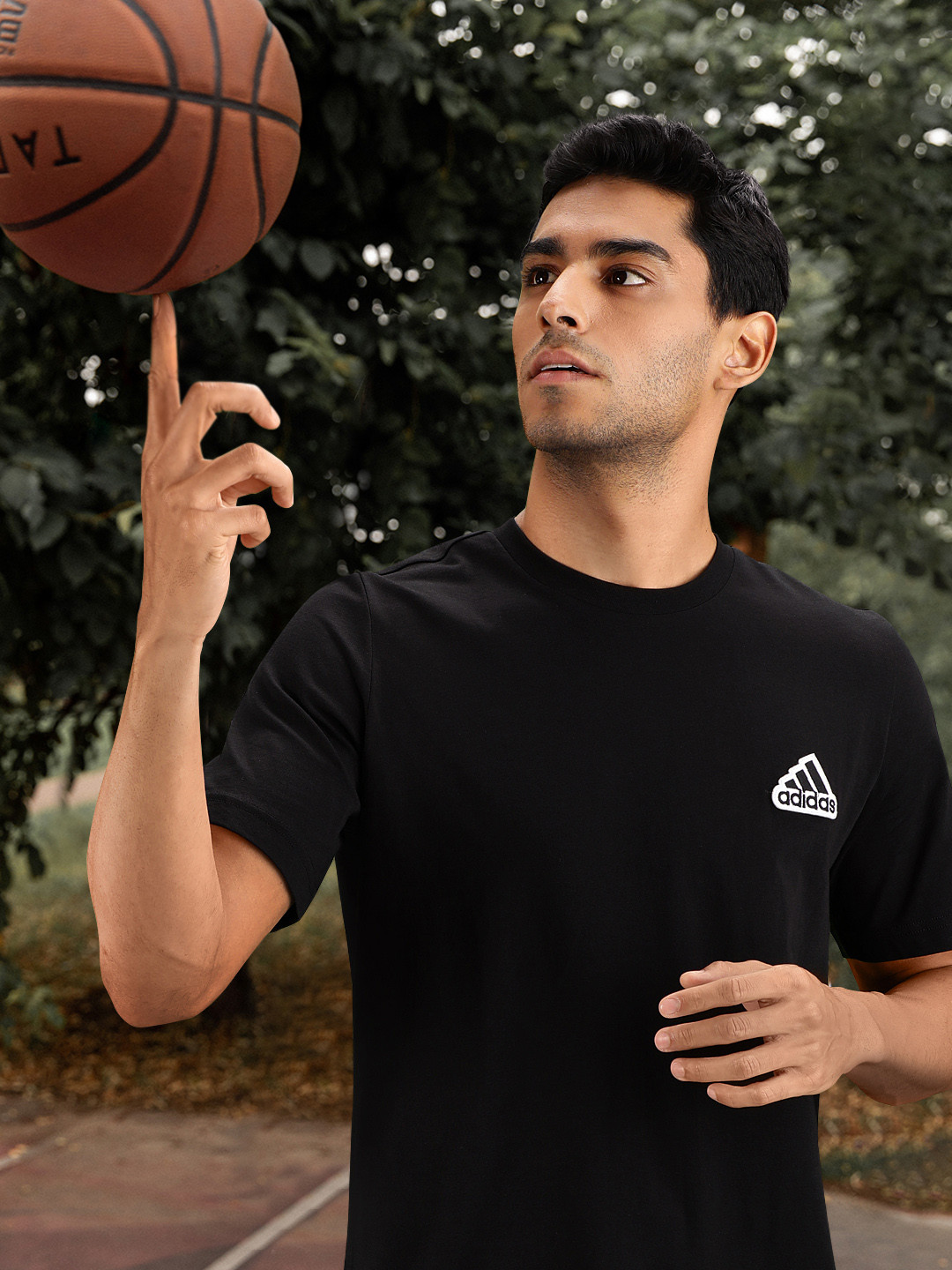 

ADIDAS Men Black Brand Logo Applique Pure Cotton Sustainable T-shirt