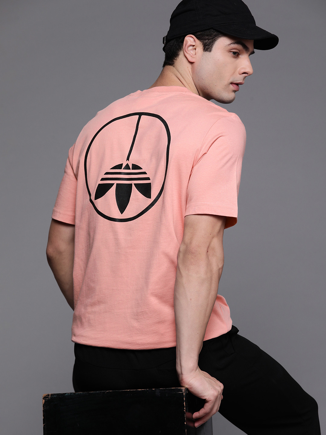 

ADIDAS Originals Men Pink & Black United 2 Brand Logo Printed Pure Cotton Sustainable T-shirt