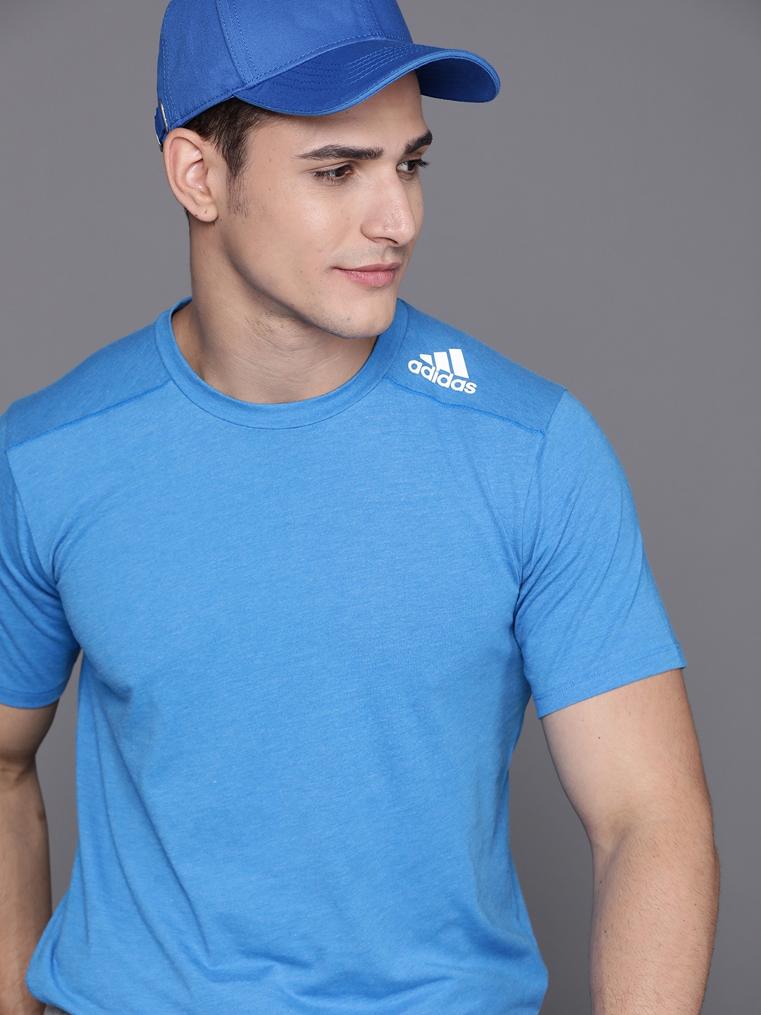 

ADIDAS Men Blue D4S Solid Training Sustainable T-shirt