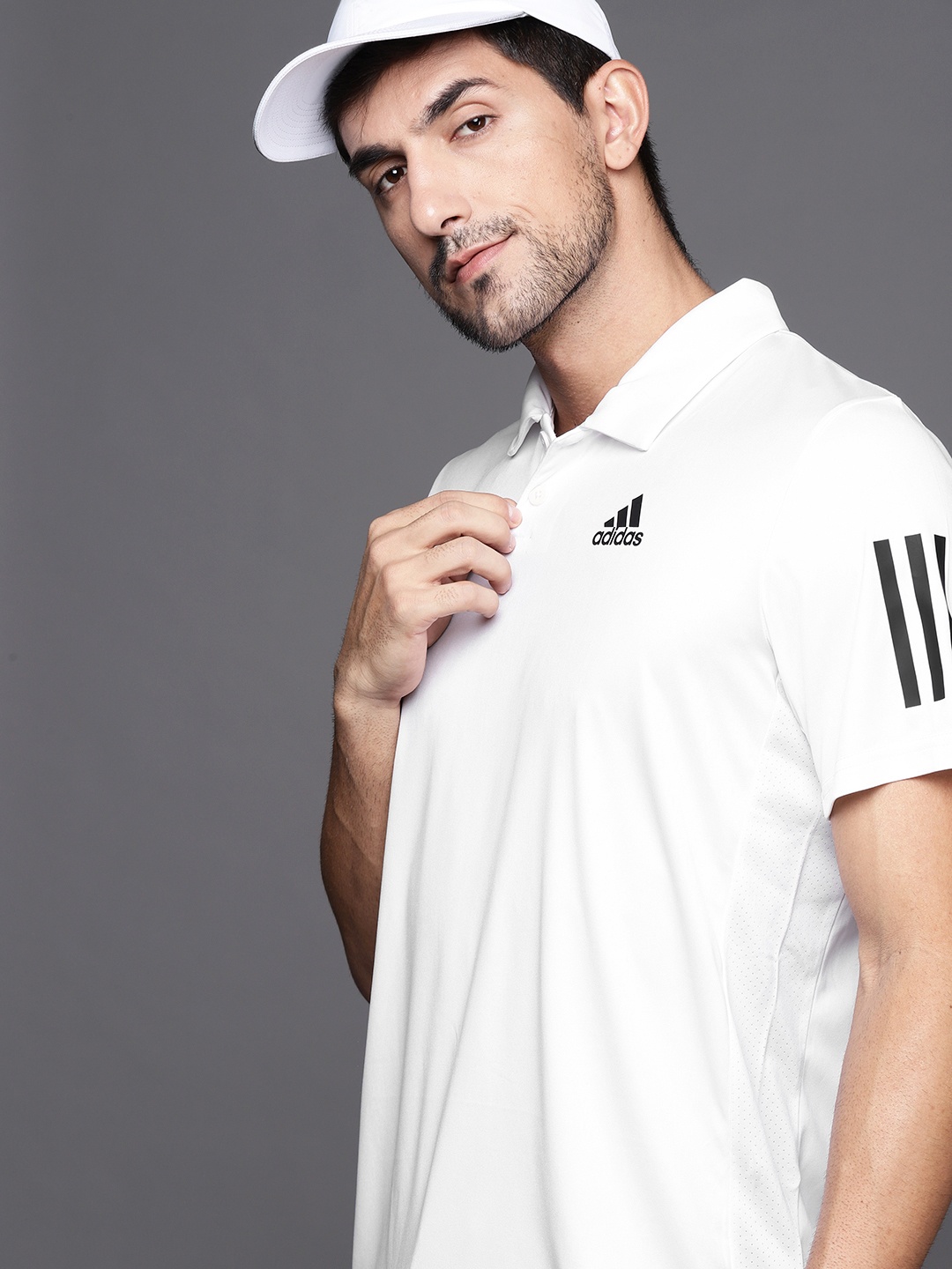 

ADIDAS Men White Solid Club SMU3S Tennis Polo T-shirt