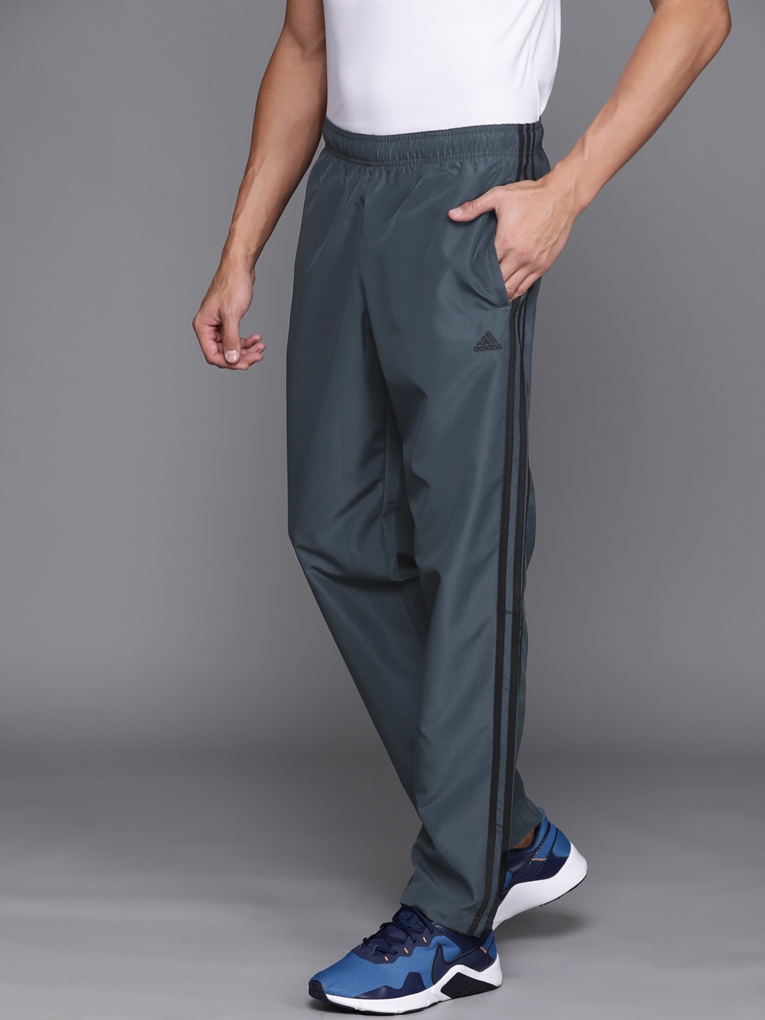 

ADIDAS Men Grey Solid CLS Side Striped Detail Woven Track Pants