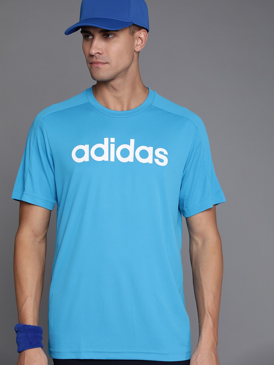 

ADIDAS Men Blue & White Brand Logo Printed T-shirt