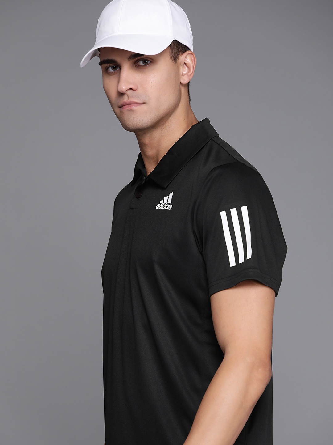 

ADIDAS Men Black CLUB SMU3S Brand Logo Printed Polo Collar T-shirt