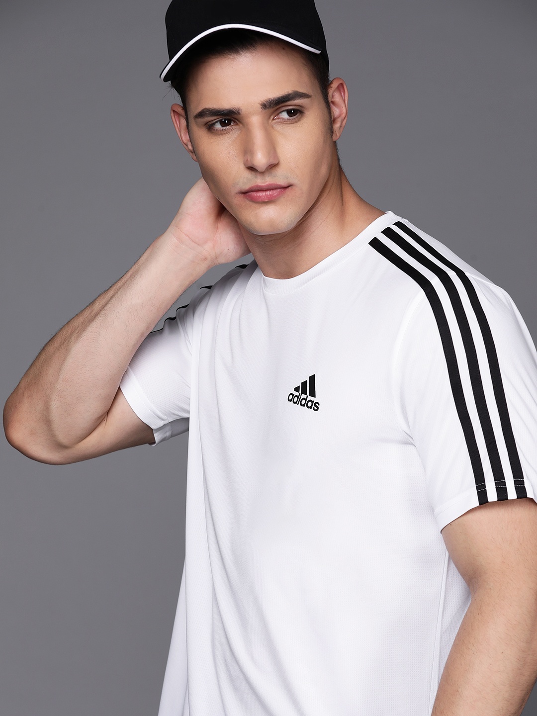 

ADIDAS Men White Solid Primegreen Aeroready Training Sustainable T-shirt