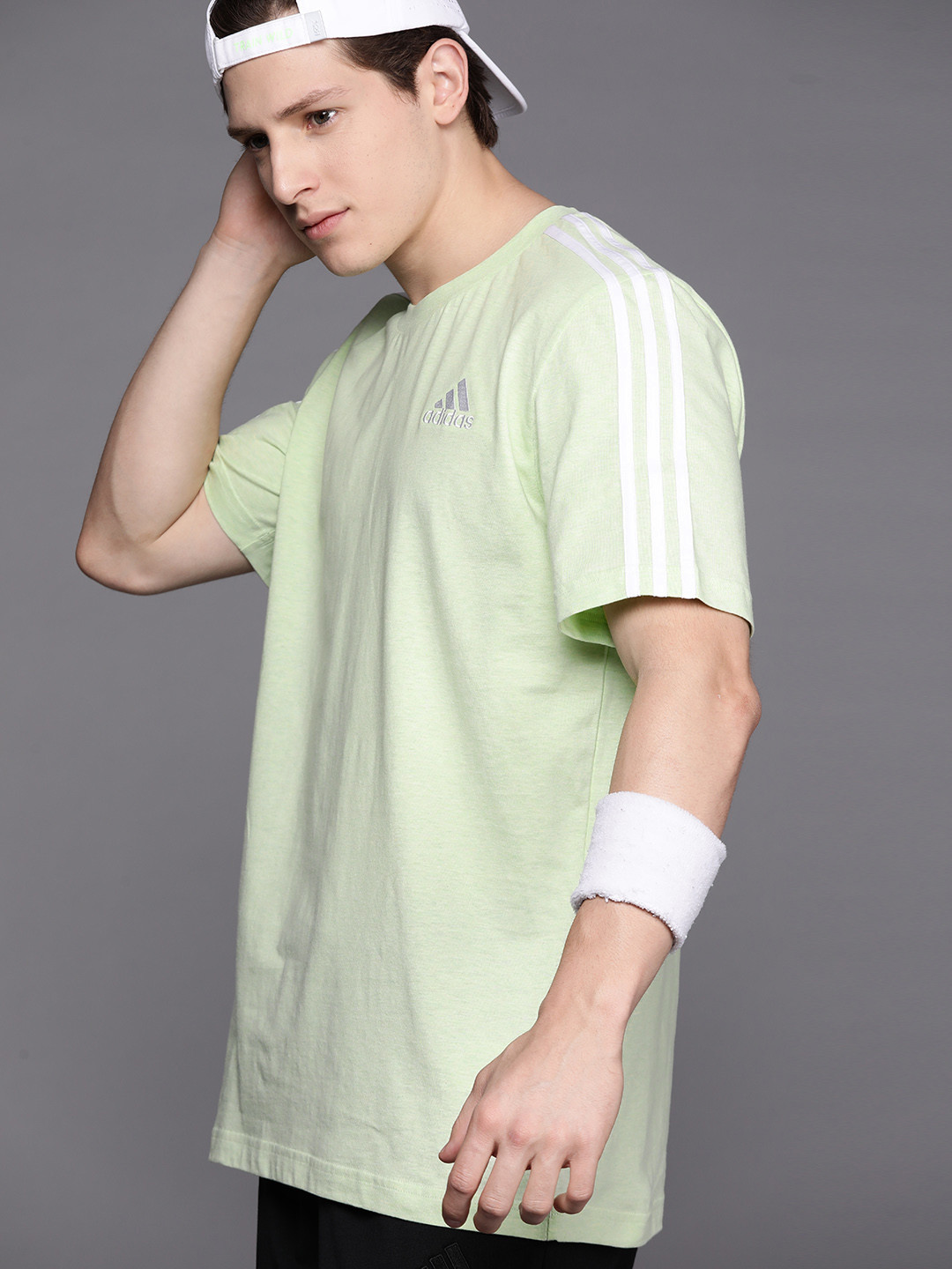 

ADIDAS Men Green 3S SJ Pure Cotton T-shirt