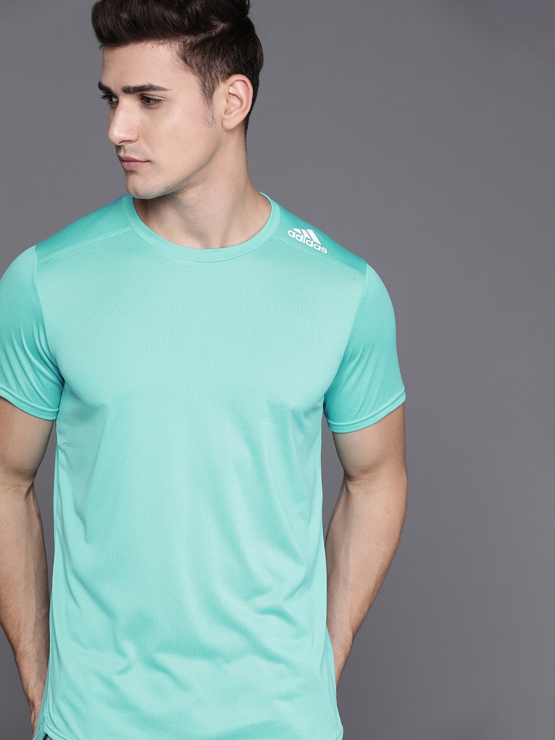 

ADIDAS Men Blue Solid Aeroready Running Sustainable T-shirt