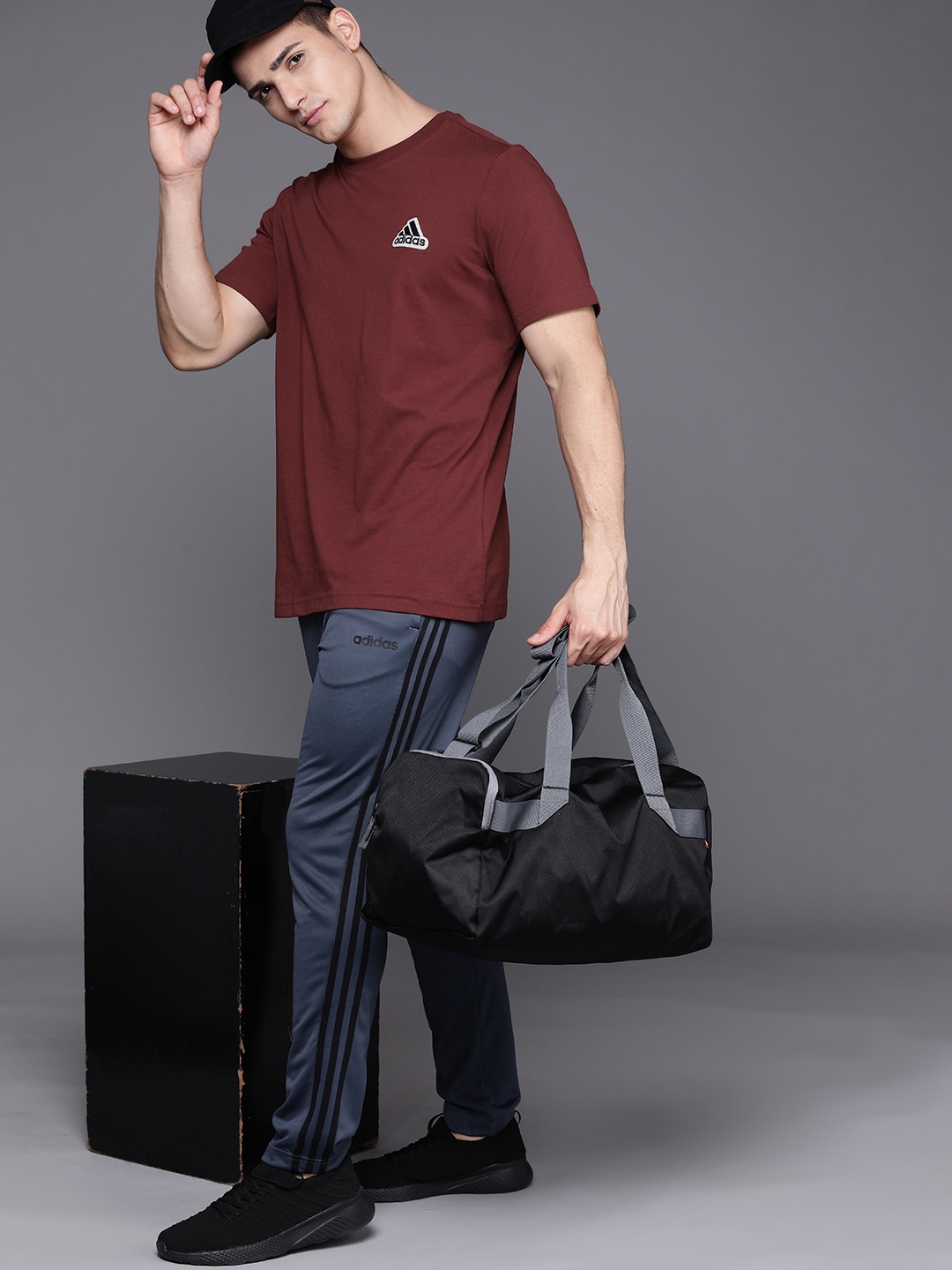 

ADIDAS Men Burgundy Solid Pure Cotton Sustainable T-shirt