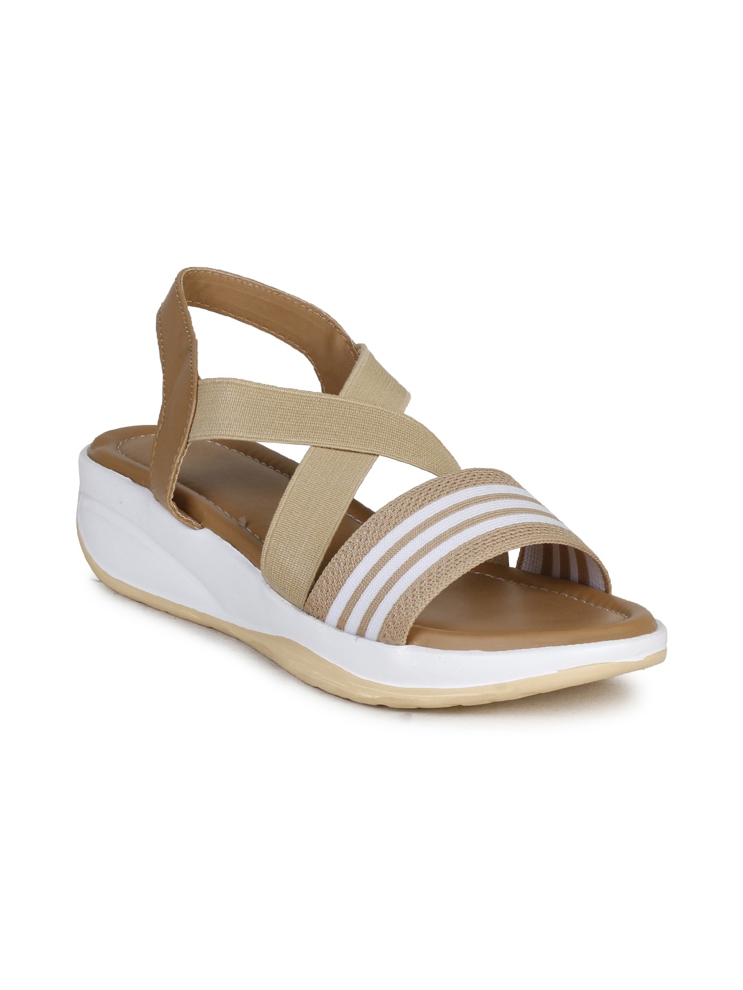 

MOZAFIA Women Beige & White Comfort Sandals
