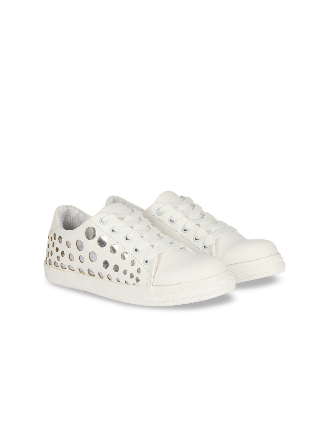 

MOZAFIA Women White Woven Design PU Sneakers