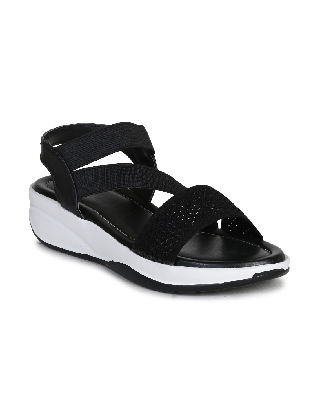 

MOZAFIA Women Black Comfort Sandals